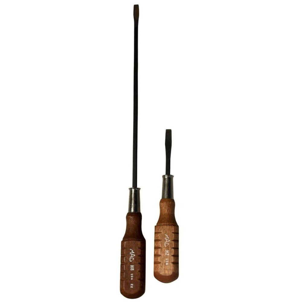 VTG MAC H8/H2 Tools‎ Wood Handle Flat Head Screwdrivers | Made in USA, Set of 2
